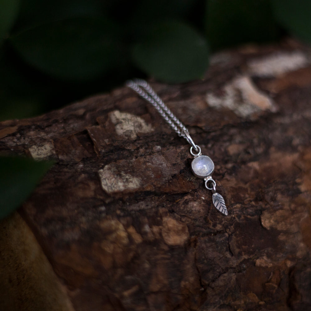 Shore Leaf Necklace  - Rainbow moonstone