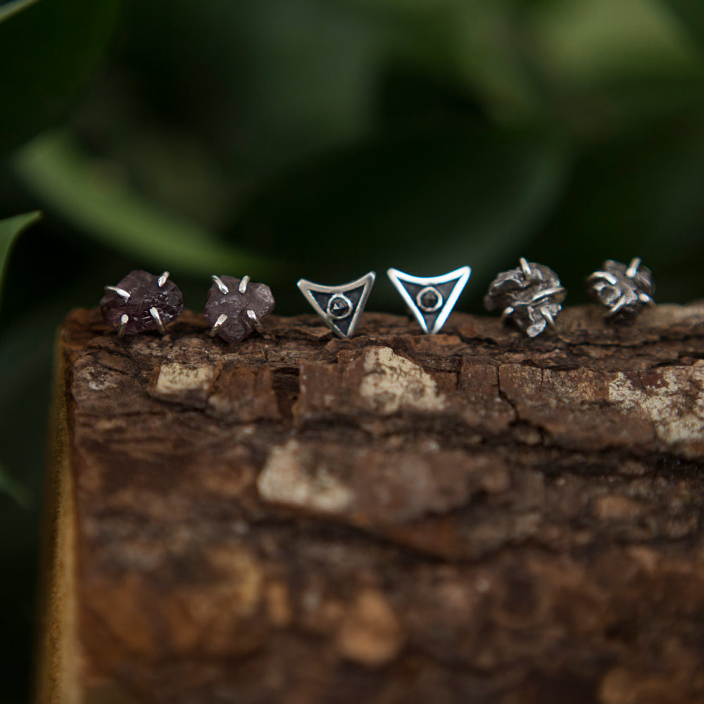 Renaissance studs - Raw Spinel Stud Earrings