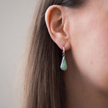 Desert Crossing -Variscite Teardrop Hoops in Sterling Silver