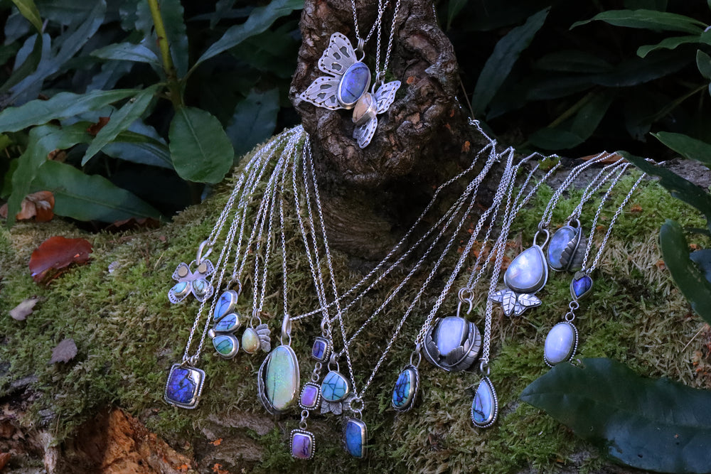 Moonstone and sterling opal pendant