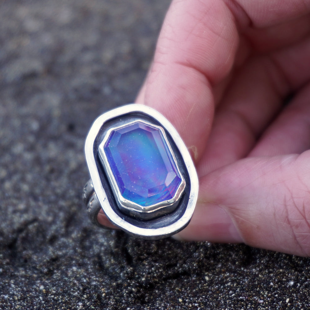 Aurora opal and quartz borealis ring
