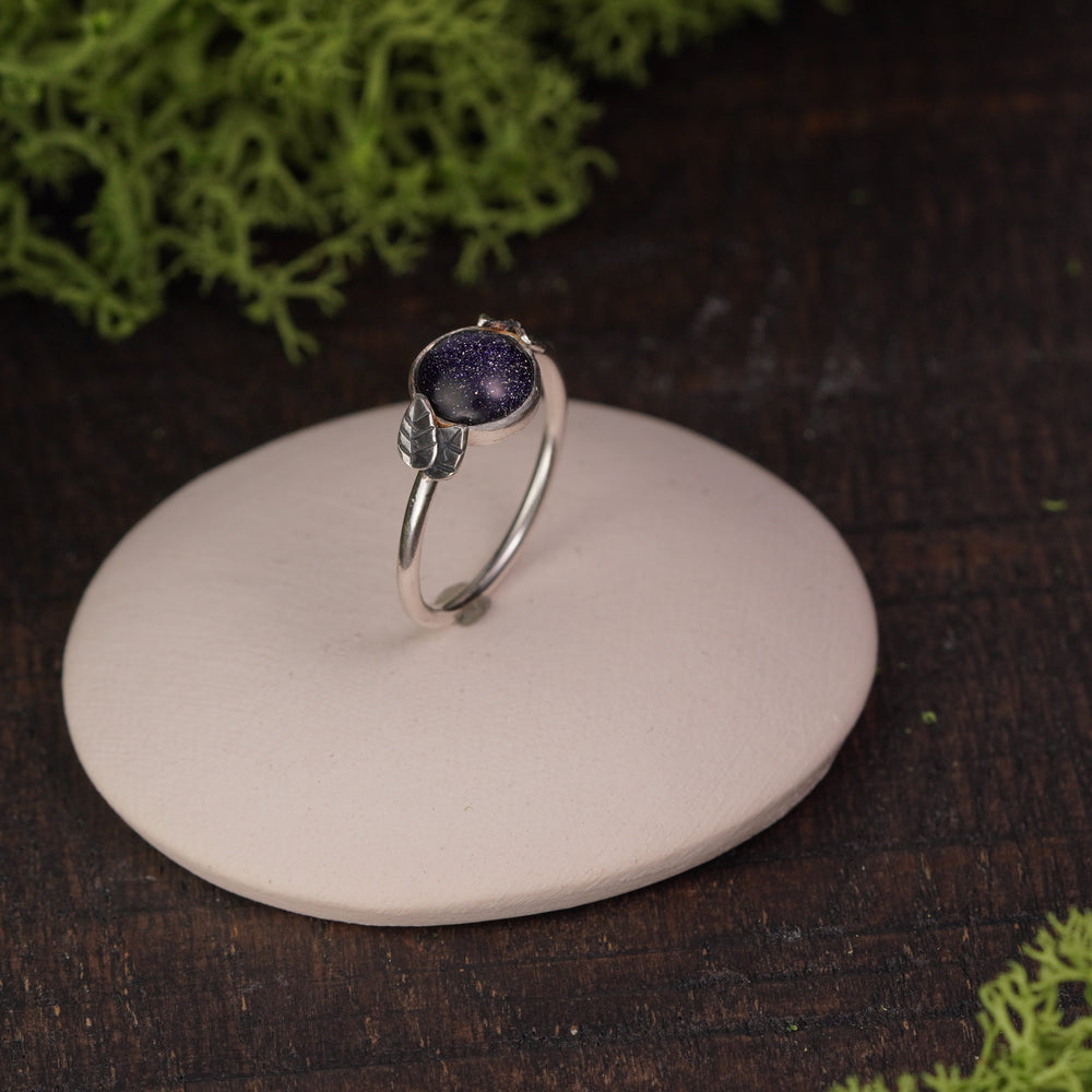 Blue goldstone leaves ring