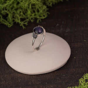 Blue goldstone leaves ring
