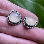 Rose chalcedony studs #1