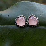 Rose chalcedony studs #1