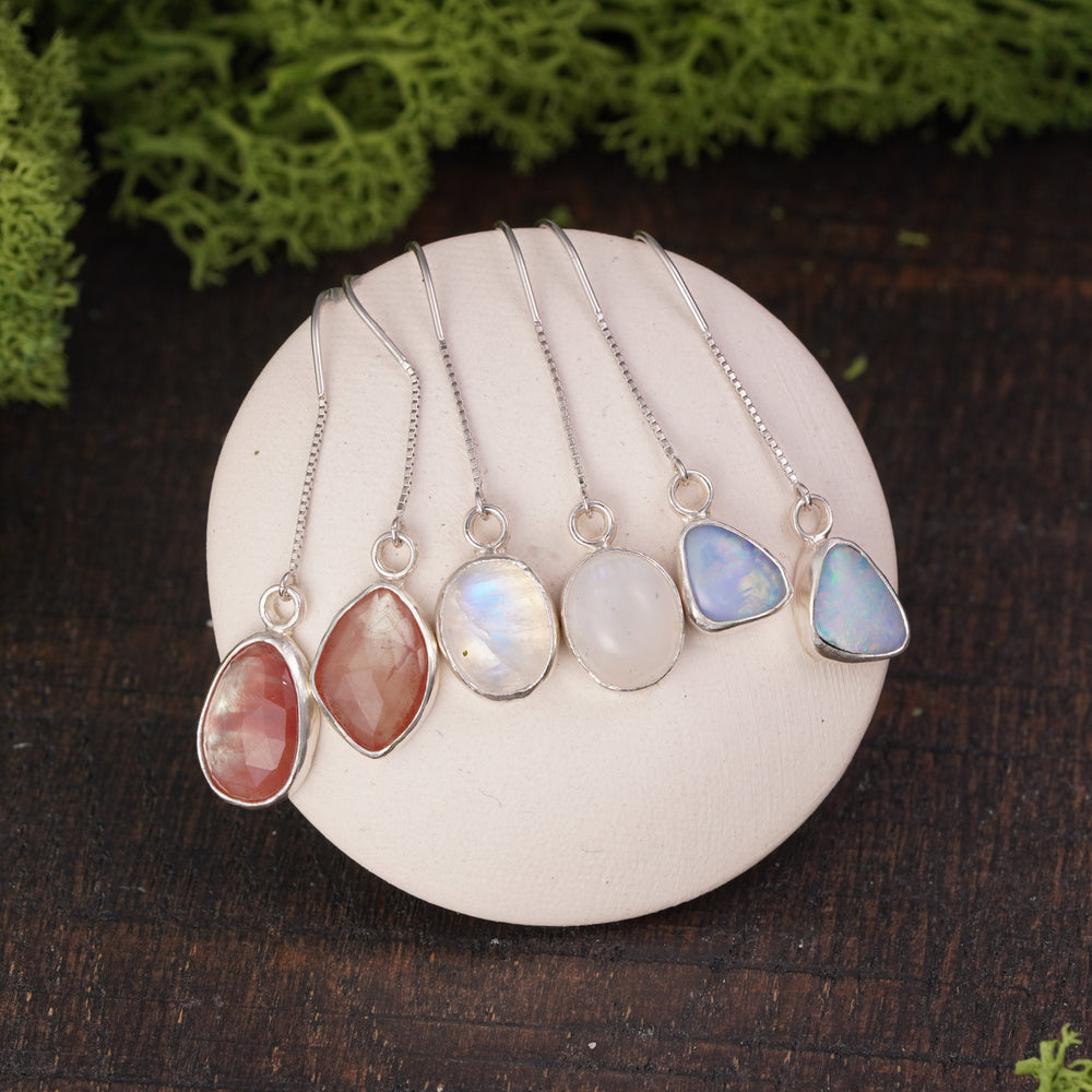 Moonstone threader earrings