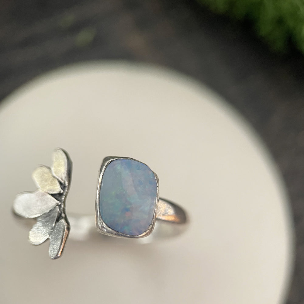 Coober Pedy opal Lotus ring size 8.75