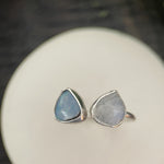 Moonstone and Coober Pedy opal open ring size 7.75