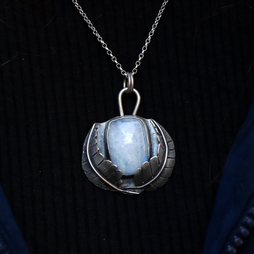 Moonstone double leaf pendant