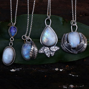 Moonstone double leaf pendant