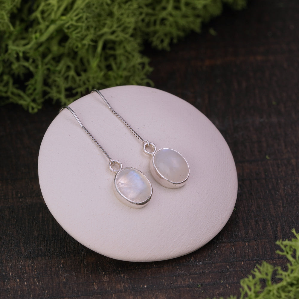 Moonstone threader earrings