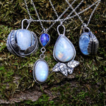 Moonstone and sterling opal pendant