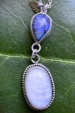 Moonstone and sterling opal pendant