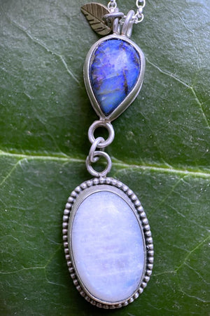 Moonstone and sterling opal pendant