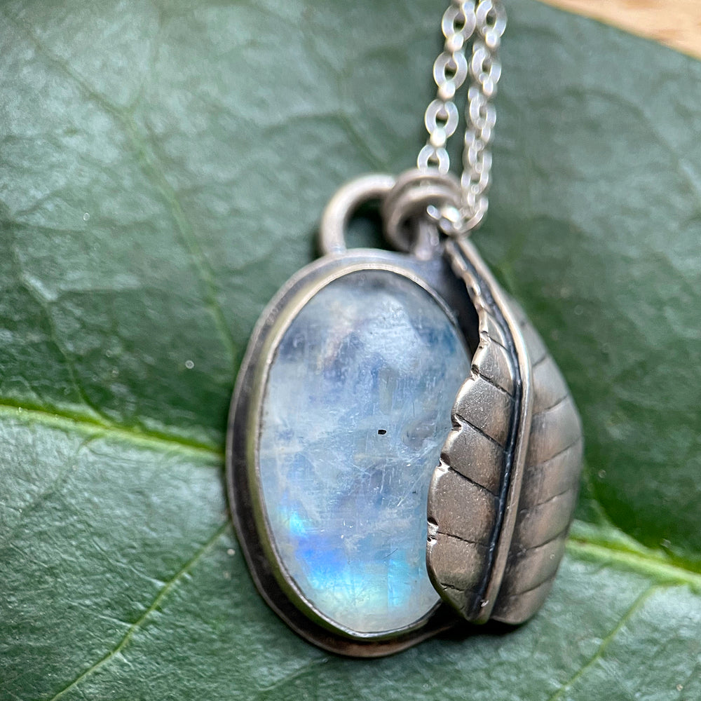 Moonstone leaf pendant