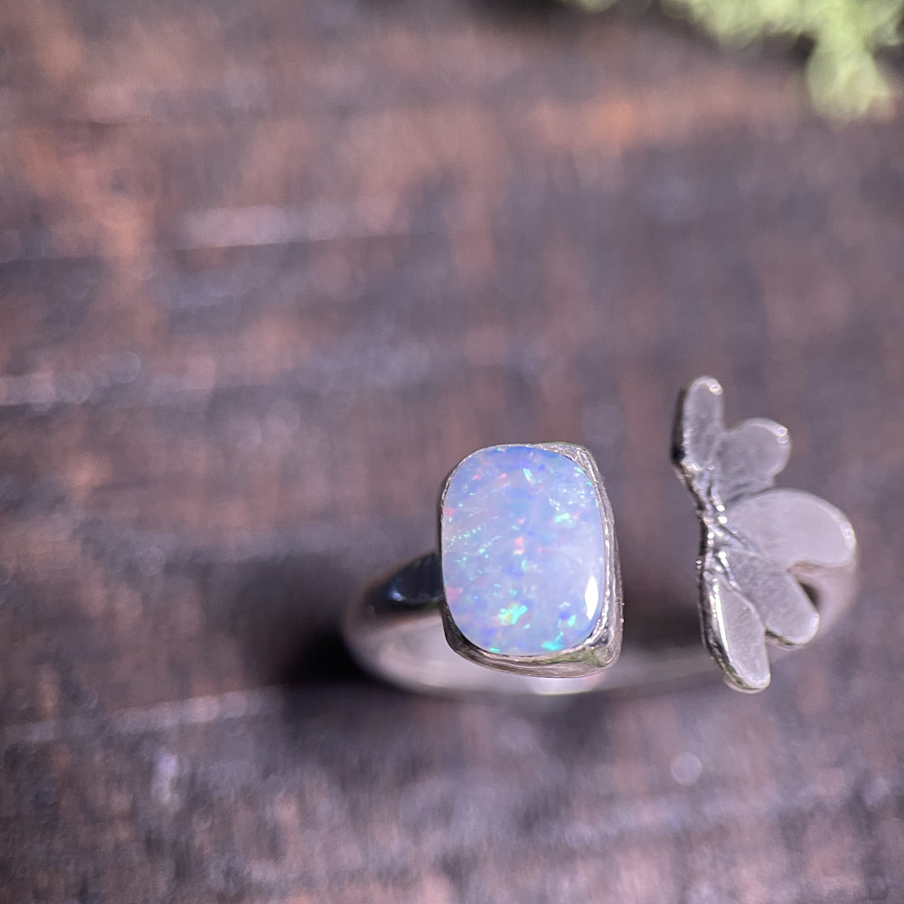 Coober Pedy opal Lotus ring size 8.75