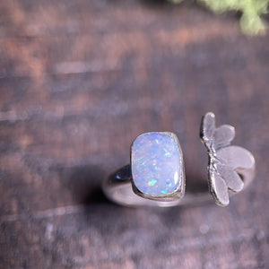 Coober Pedy opal Lotus ring size 8.75