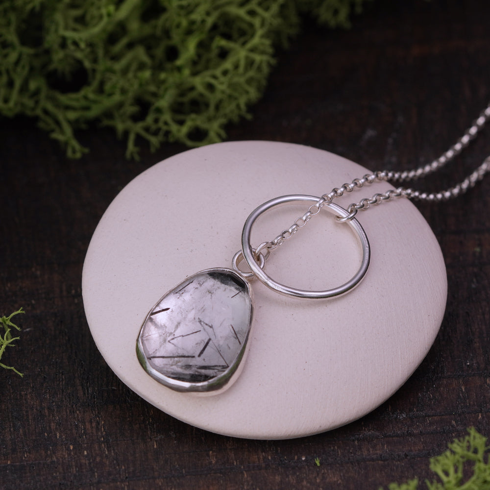 Rutile quartz lariat necklace