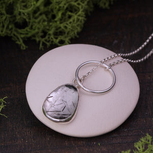 Rutile quartz lariat necklace