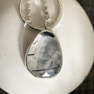 Rutile quartz lariat necklace