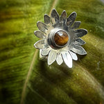 Flower ring with Tiger Eye size 6.5