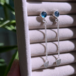 Teal moss kyanite arrow earrings