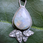 Moonstone teardrop leaf pendant